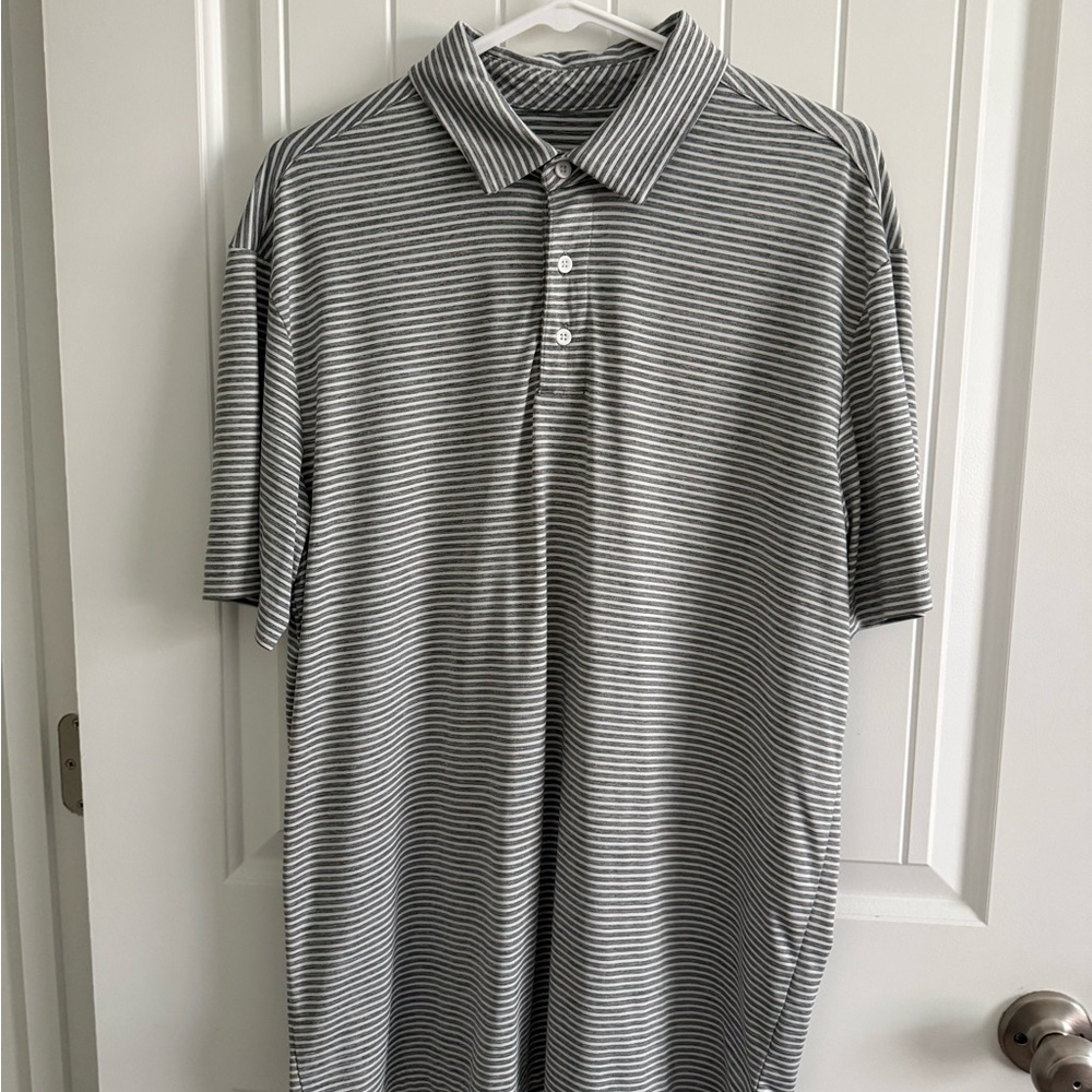 Gray Striped Men's Polo Shirt